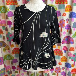 You-Be 100% Cotton 3/4 Sleeve Blouse with Pockets. S/M